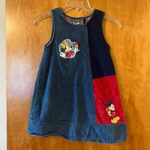Disney Mickey Minnie Mouse Vintage Jean Denim Jumper Patchwork Size 6